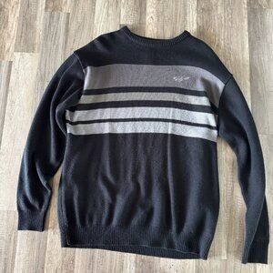 Vintage Y2K Willie Esco Black Gray Striped Mens XXL Hip Hop Knit Sweater